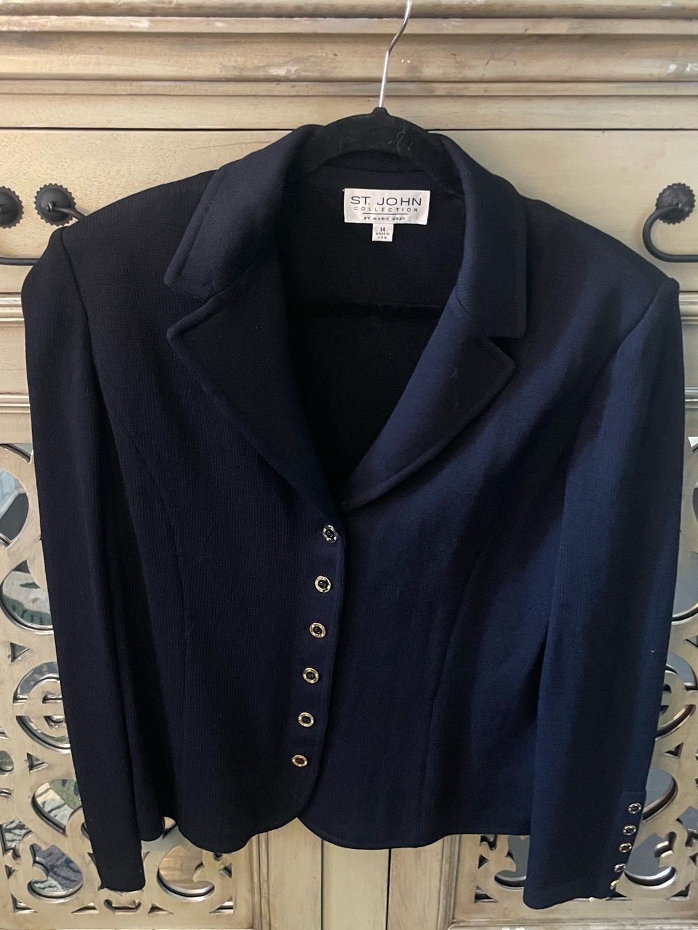 St. John Collection black Knit Button-Front blazer